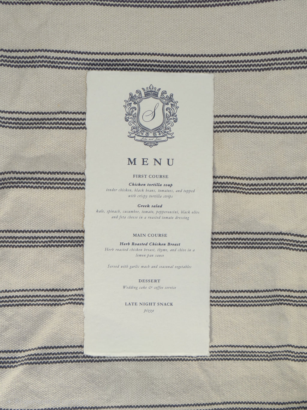Regal Table Menu